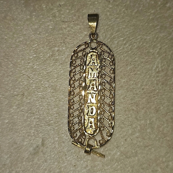 14K solid *REAL GOLD HANDMADE CARTOUCHE* Amanda name! - Picture 2 of 3